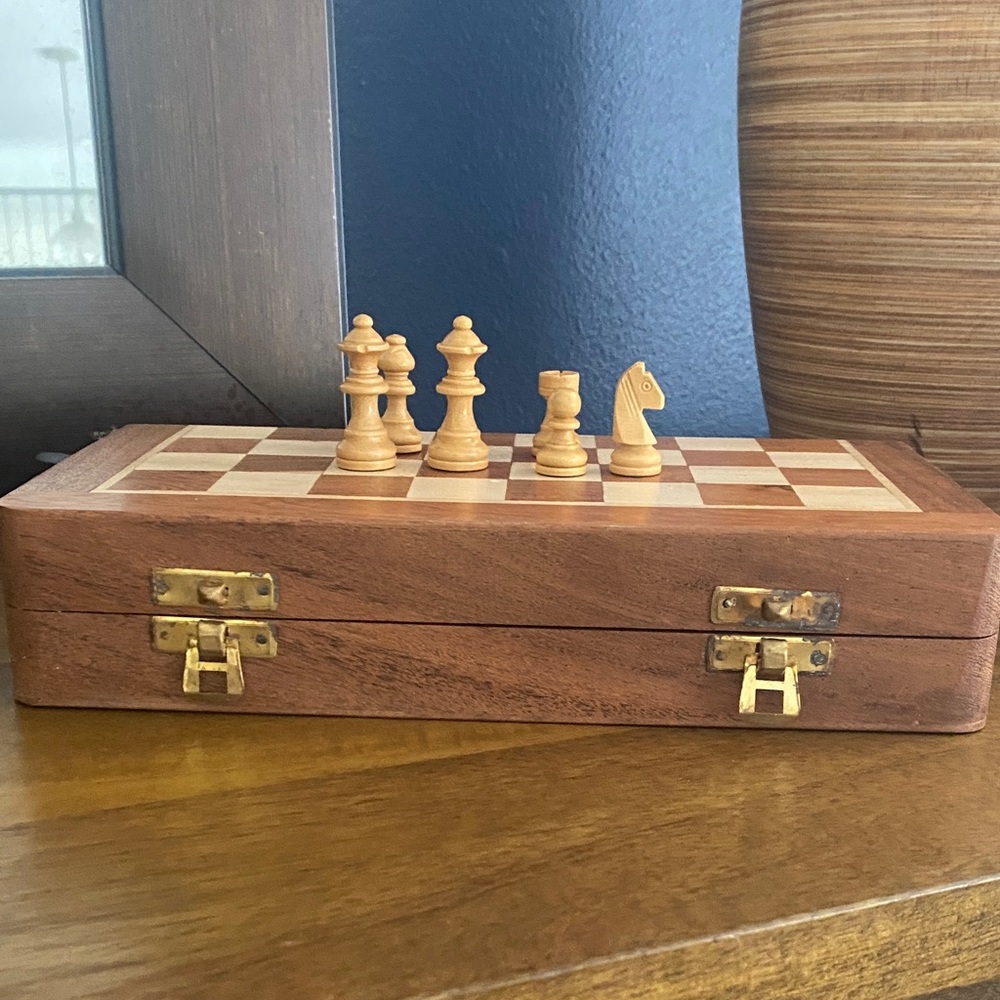 Wooden Chess Set with Storage Box